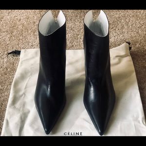 Celine Pointed Toe Leather Ankle Booties